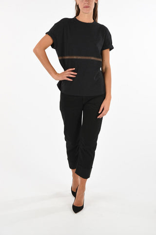 t-shirt con strass girocollo