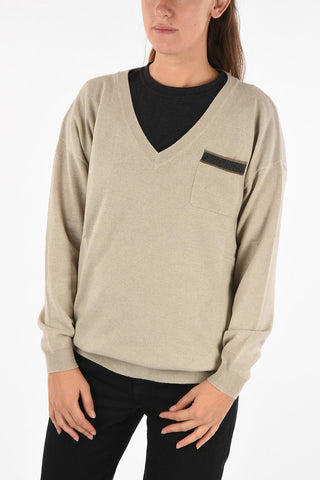 maglia scollo a V in cashmere