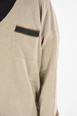 maglia scollo a V in cashmere