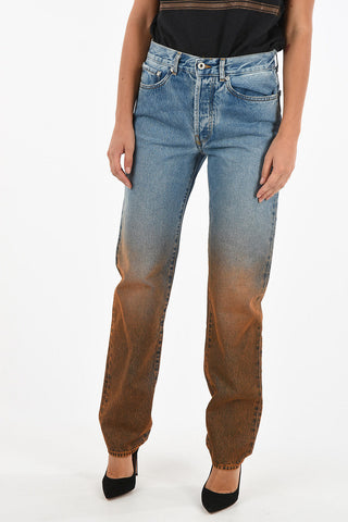 High Waist Tapered Jeans With Faded Effect