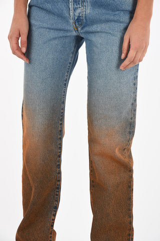 High Waist Tapered Jeans With Faded Effect