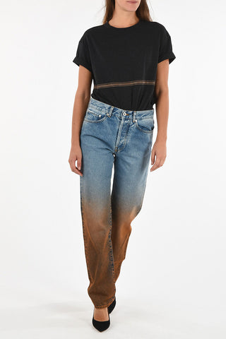 High Waist Tapered Jeans With Faded Effect
