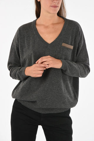 maglia scollo a V in cashmere