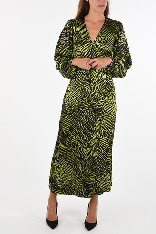 bishop sleeve zebra-print maxi dress