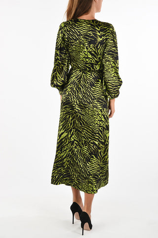 bishop sleeve zebra-print maxi dress