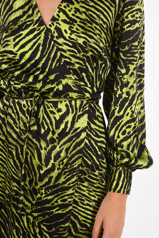 bishop sleeve zebra-print maxi dress