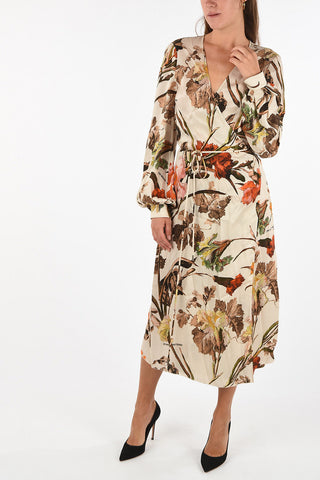 vestito wrap stampa floreale con manica bishop