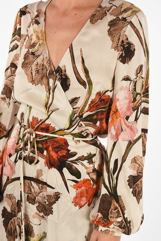 vestito wrap stampa floreale con manica bishop