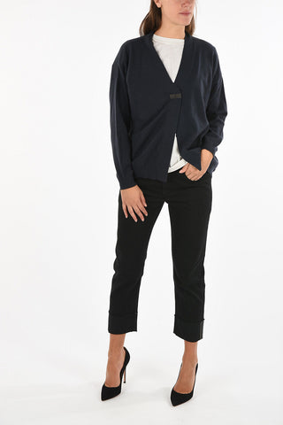 cardigan in cashmere con strass
