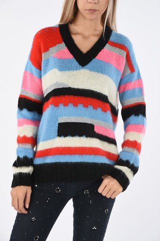 Striped v-neck sweater