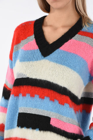 Striped v-neck sweater
