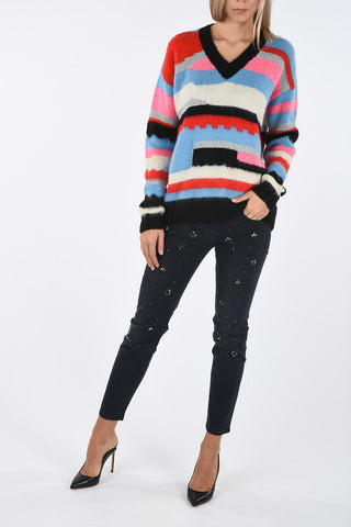Striped v-neck sweater