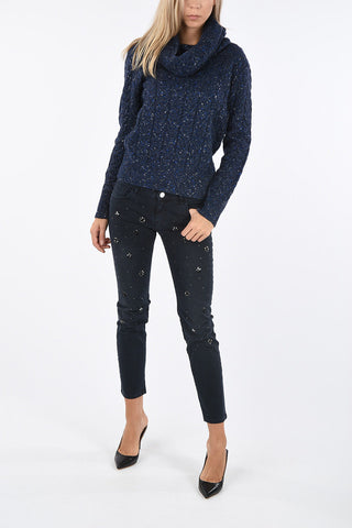 crochet turtle-neck sweater with Luex Details
