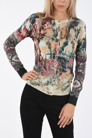 Cashmere and Silk Printed Cardigan