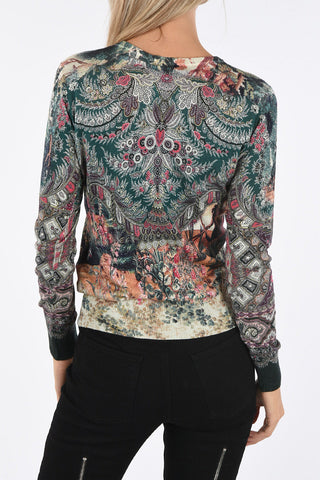 Cashmere and Silk Printed Cardigan