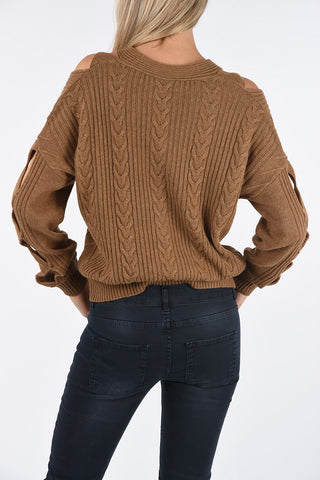BOUTIQUE Cut out  cable knit cardigan