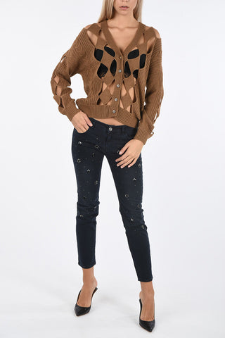 BOUTIQUE Cut out  cable knit cardigan