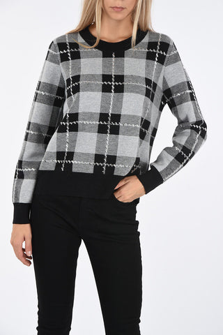 Tartan Crewneck Sweater with Applications