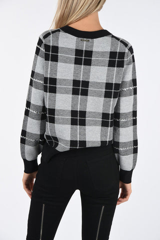 Tartan Crewneck Sweater with Applications