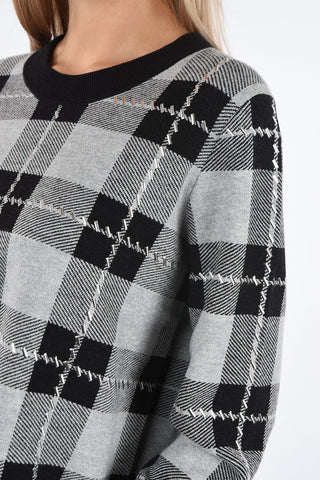 Tartan Crewneck Sweater with Applications