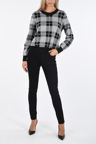 Tartan Crewneck Sweater with Applications