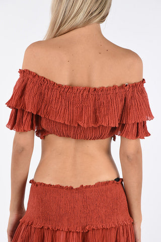Pleated VENETO Off Shoulder Top