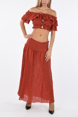 Pleated VENETO Off Shoulder Top