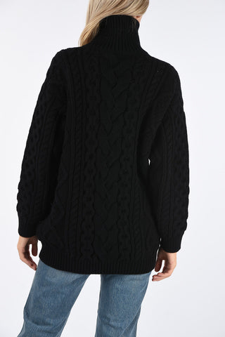 maglia a collo alto a trecce in Lana e Cashmere