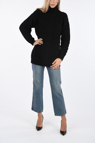 maglia a collo alto a trecce in Lana e Cashmere