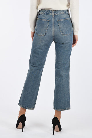 straight fit jeans with Embroidered Side Bands