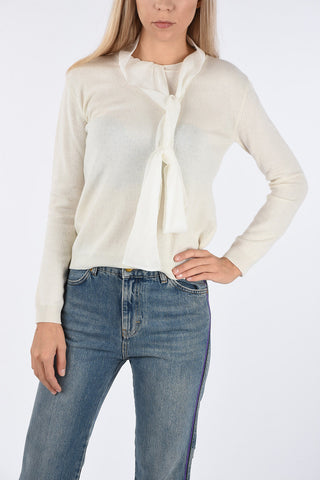 Wool and Cashmere Tie Neck Sweater