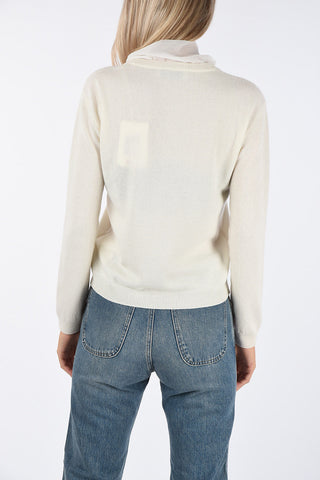Wool and Cashmere Tie Neck Sweater