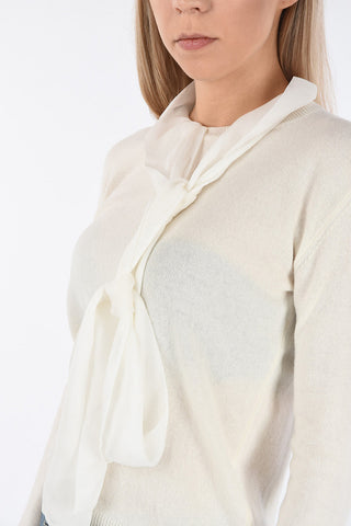 Wool and Cashmere Tie Neck Sweater