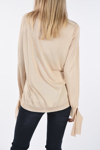 silk v-neck sweater with Bow cuff