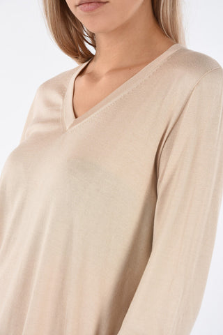 silk v-neck sweater with Bow cuff