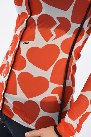All Over Heart Printed Turtle Neck T-shirt