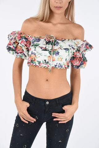 Floral Printed Linen Off Shoulder Top