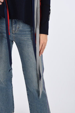 v-neck sweater MARINO with Applications