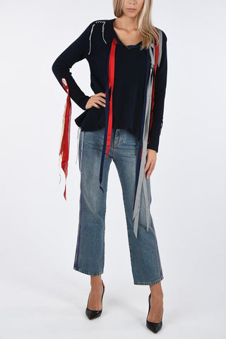 v-neck sweater MARINO with Applications
