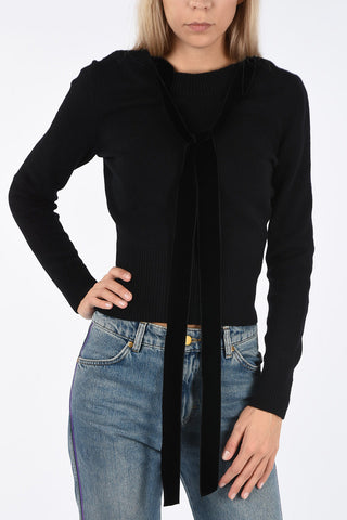 Boatneck sweater with Velvet Bow