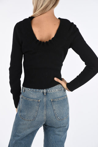 Boatneck sweater with Velvet Bow