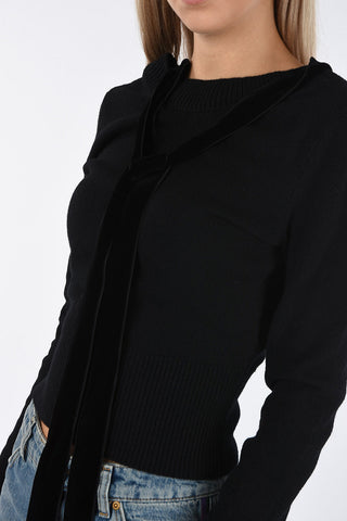 Boatneck sweater with Velvet Bow