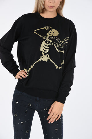 COUTURE Skeleton Embroidered Crewneck Sweater