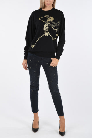 COUTURE Skeleton Embroidered Crewneck Sweater