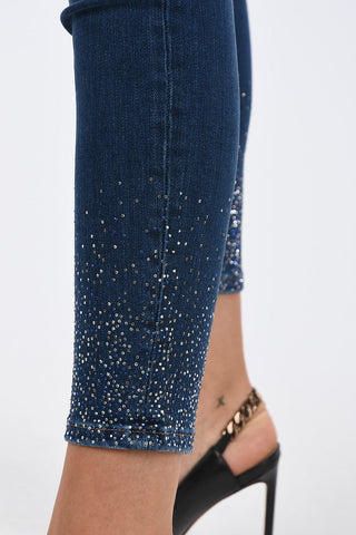 jeans skinny fit con strass