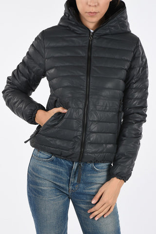waist length leather MESSENEDUE down jacket