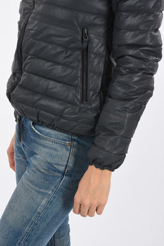 waist length leather MESSENEDUE down jacket