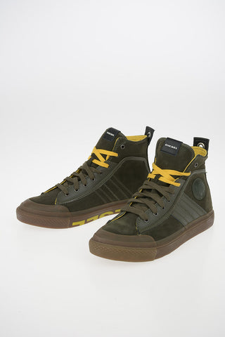 Suede Leather S-ASTICO MC LOGO High-Top Sneakers