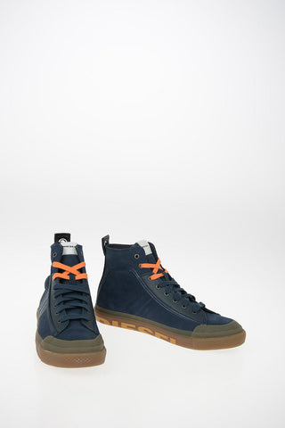 Suede Leather S-ASTICO MC LOGO High-Top Sneakers