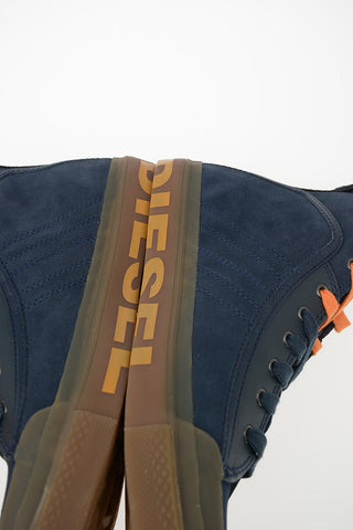 Suede Leather S-ASTICO MC LOGO High-Top Sneakers